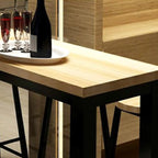 Modern Bar Table with Wood Top and Metal Legs