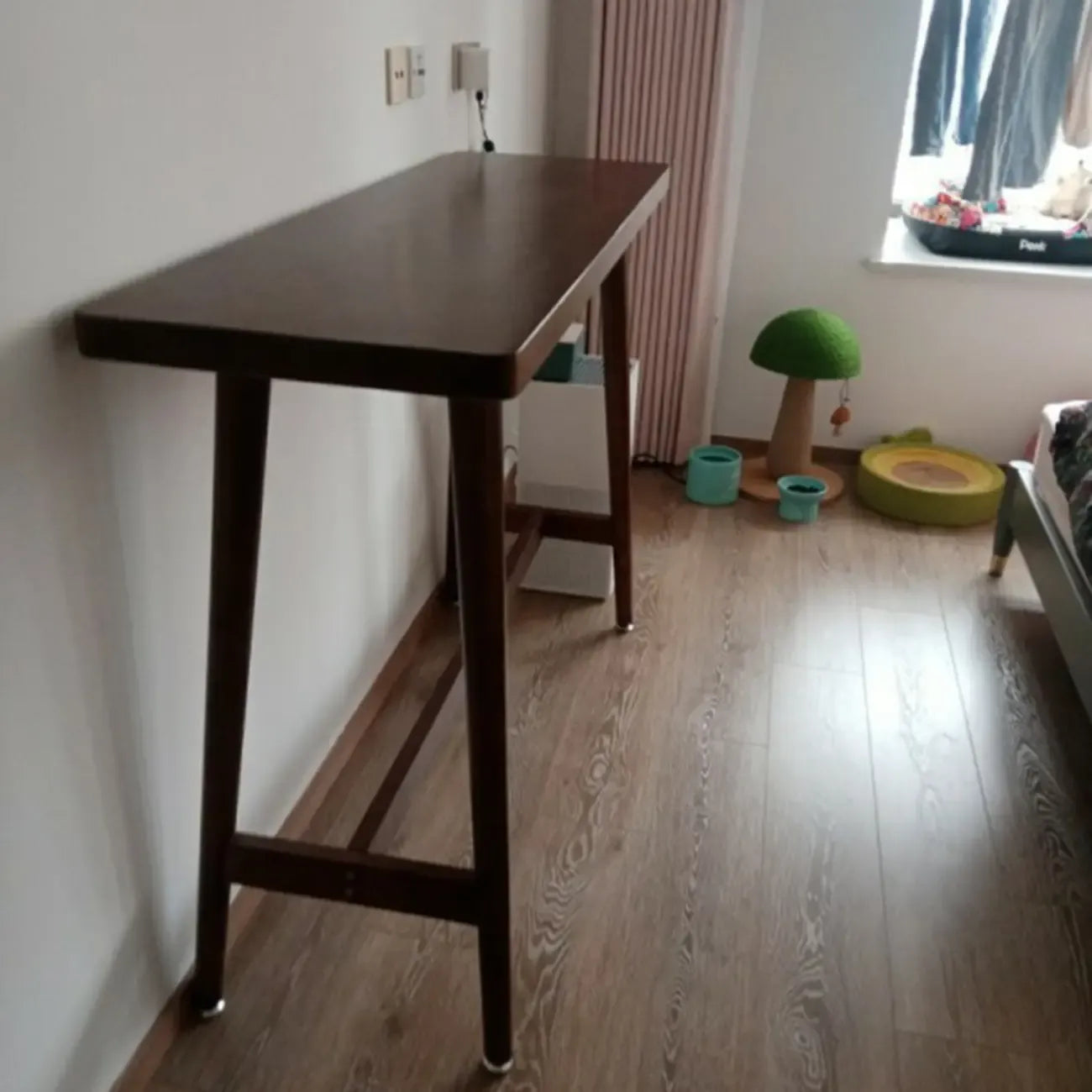Nordic Wooden Norraw Bar Table with Footrest for Living Room