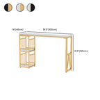 Modern Marble Rectangle Bar Table with Metal Storage Shelve for Living Room