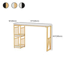 Modern Marble Rectangle Bar Table with Metal Storage Shelve for Living Room