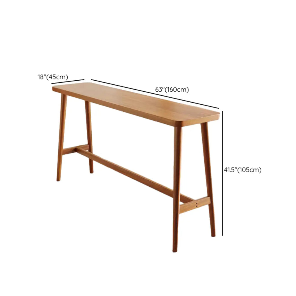 Espresso Wooden Rectangular Bar Table with Footrest for 2 People