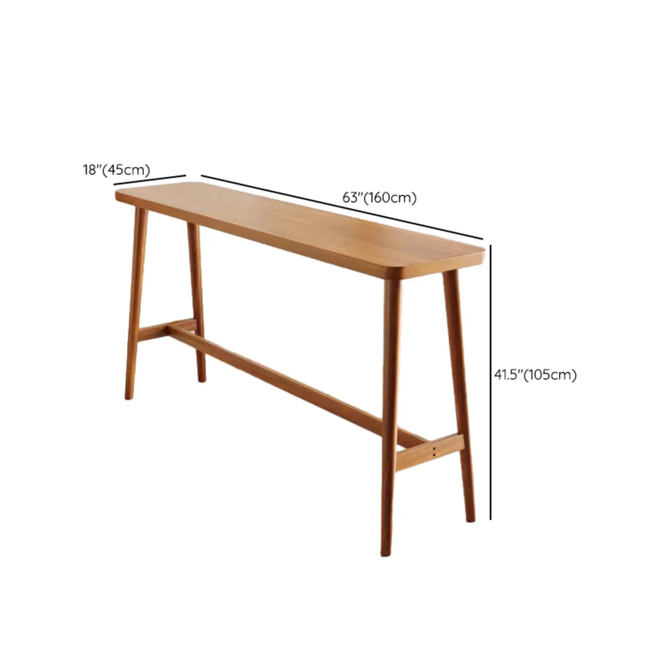 Espresso Wooden Rectangular Bar Table with Footrest for 2 People