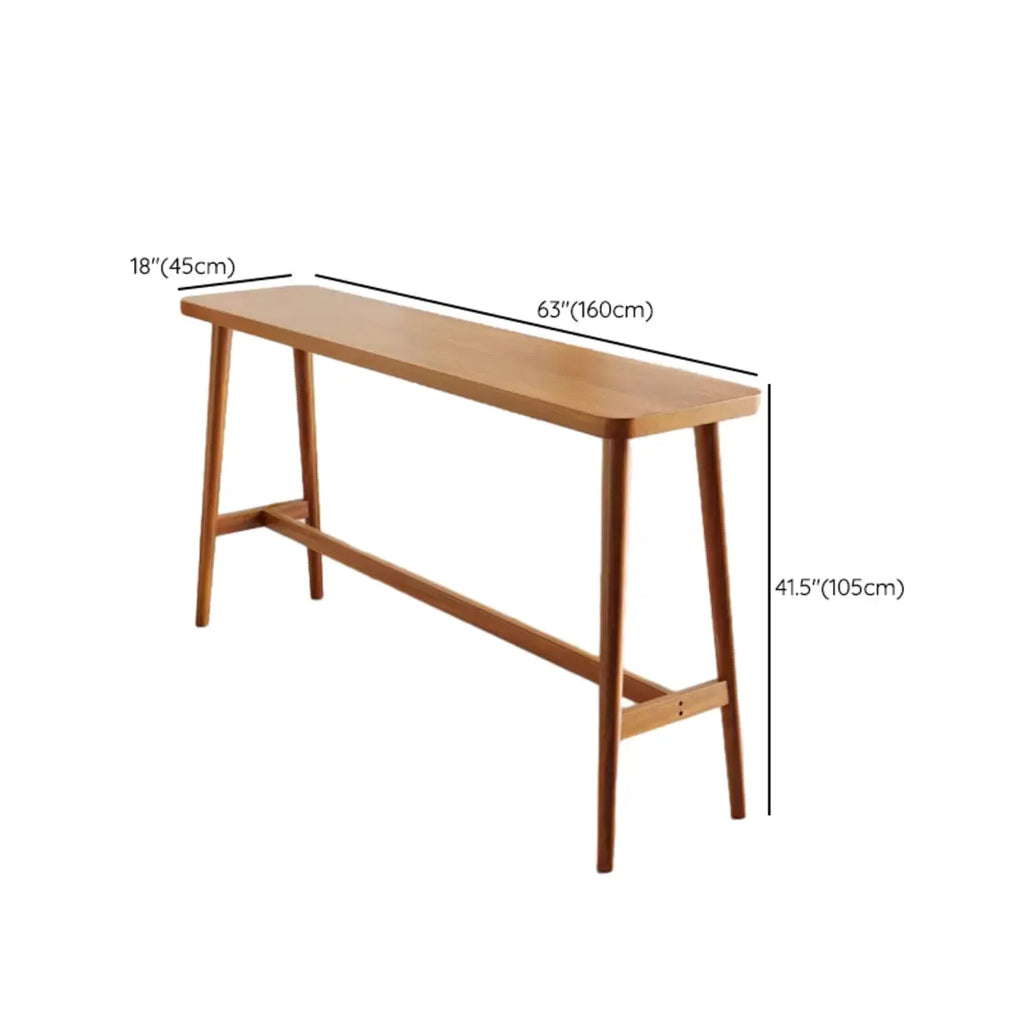 Espresso Wooden Rectangular Bar Table with Footrest for 2 People