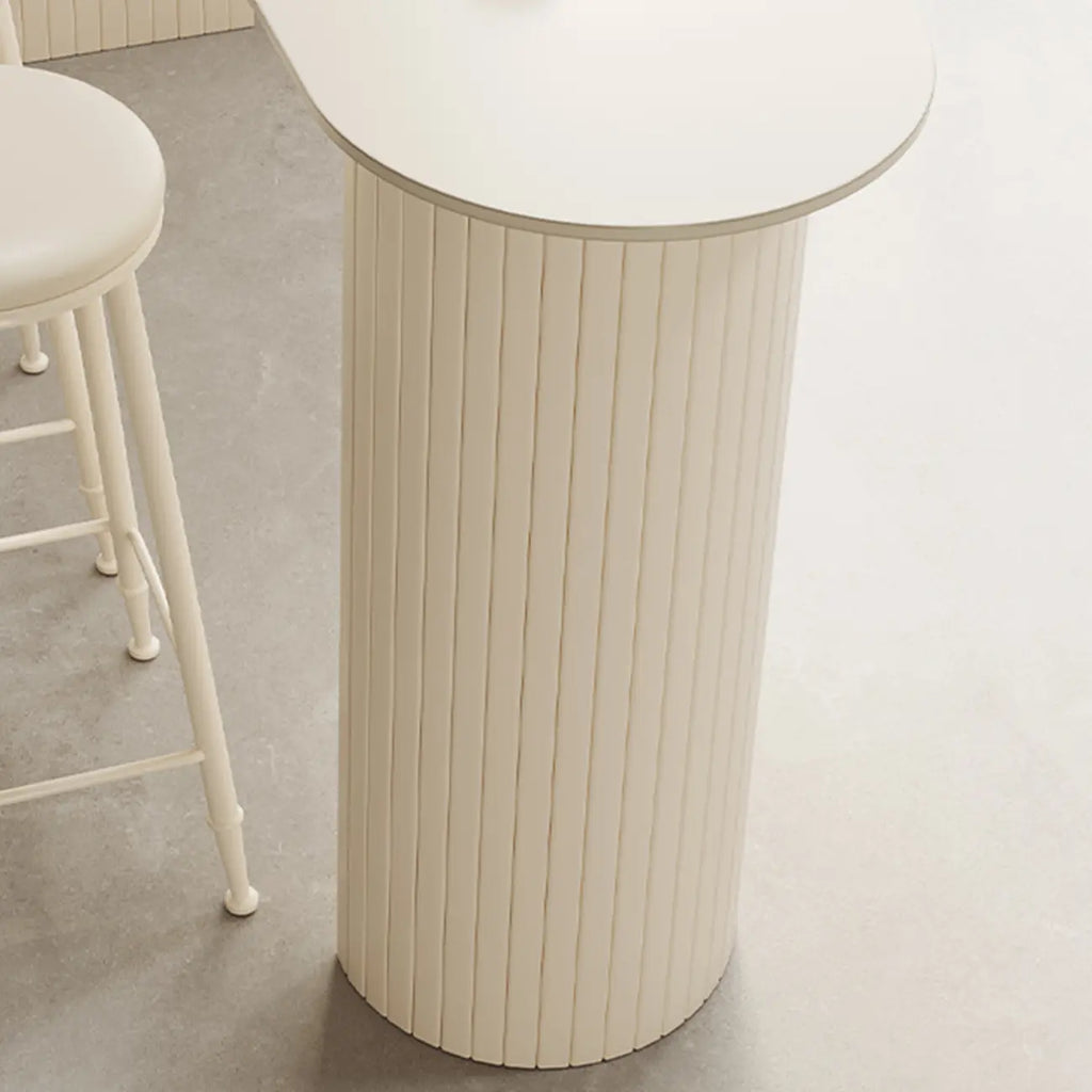 Minimalist White Narrow Marble Bar Table Set