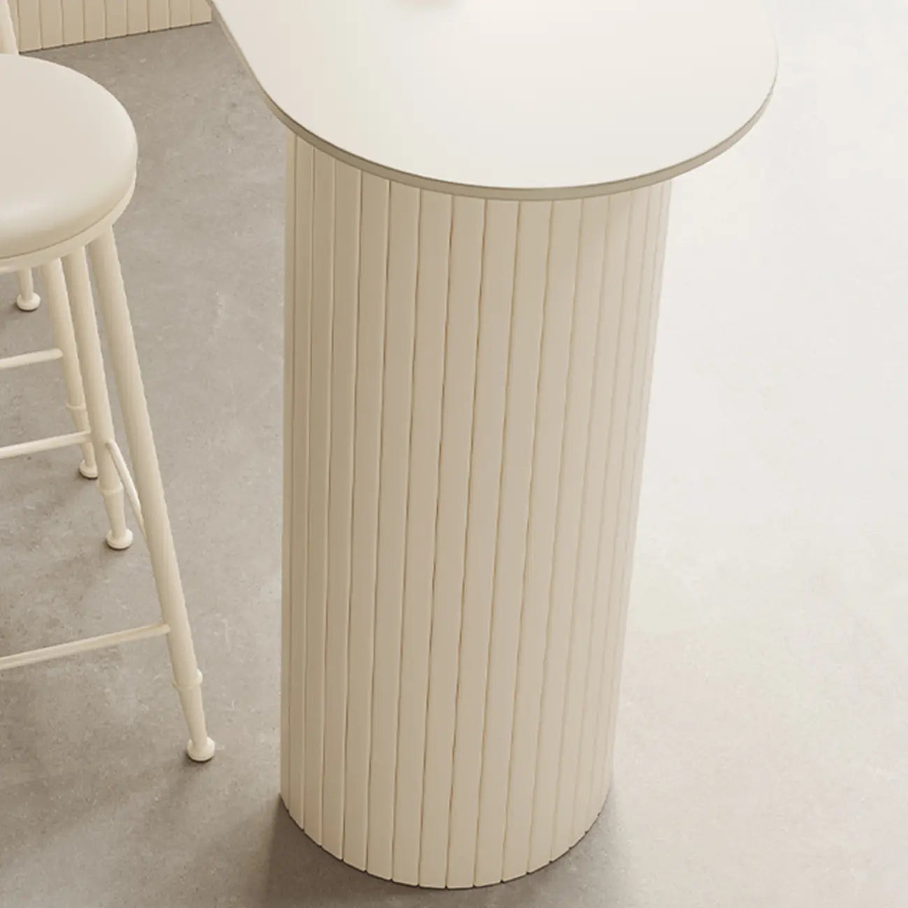 Minimalist White Narrow Marble Bar Table Set