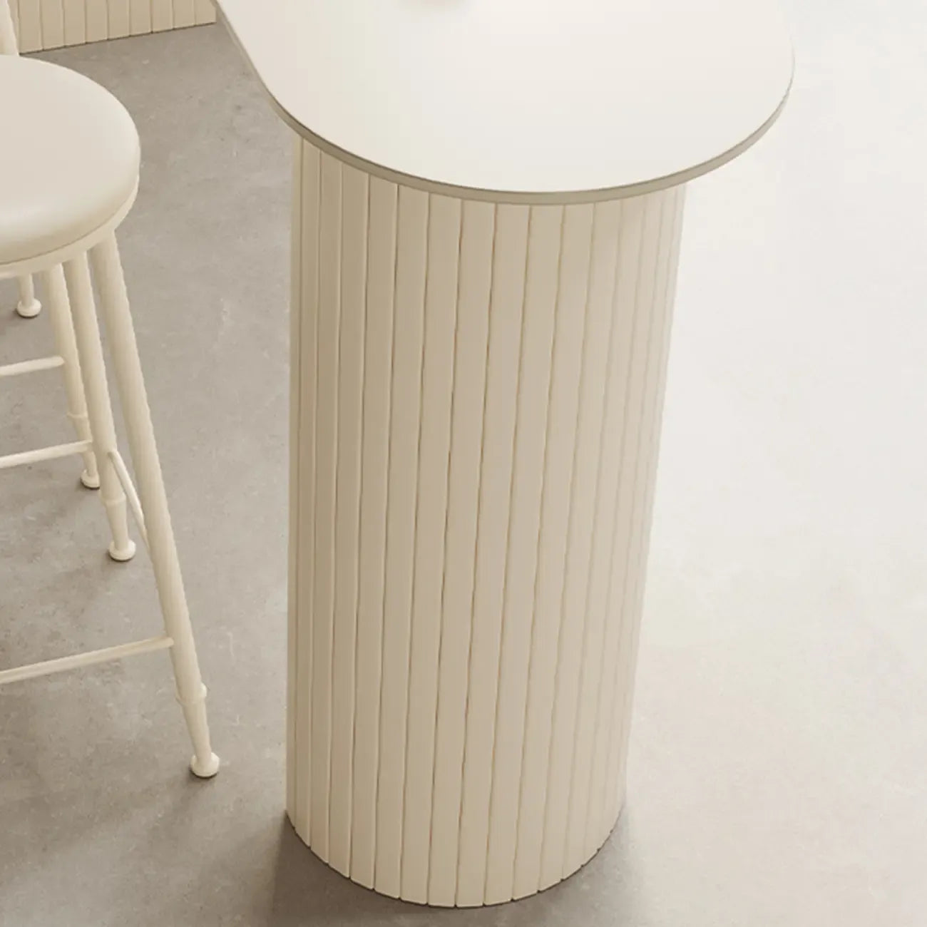 Minimalist White Narrow Marble Bar Table Set