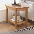 Minimalist Black Wood End Table with Storage for Living Room