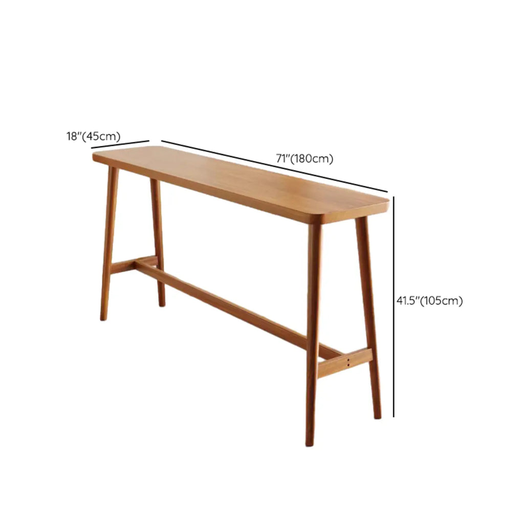 Espresso Wooden Rectangular Bar Table with Footrest for 2 People