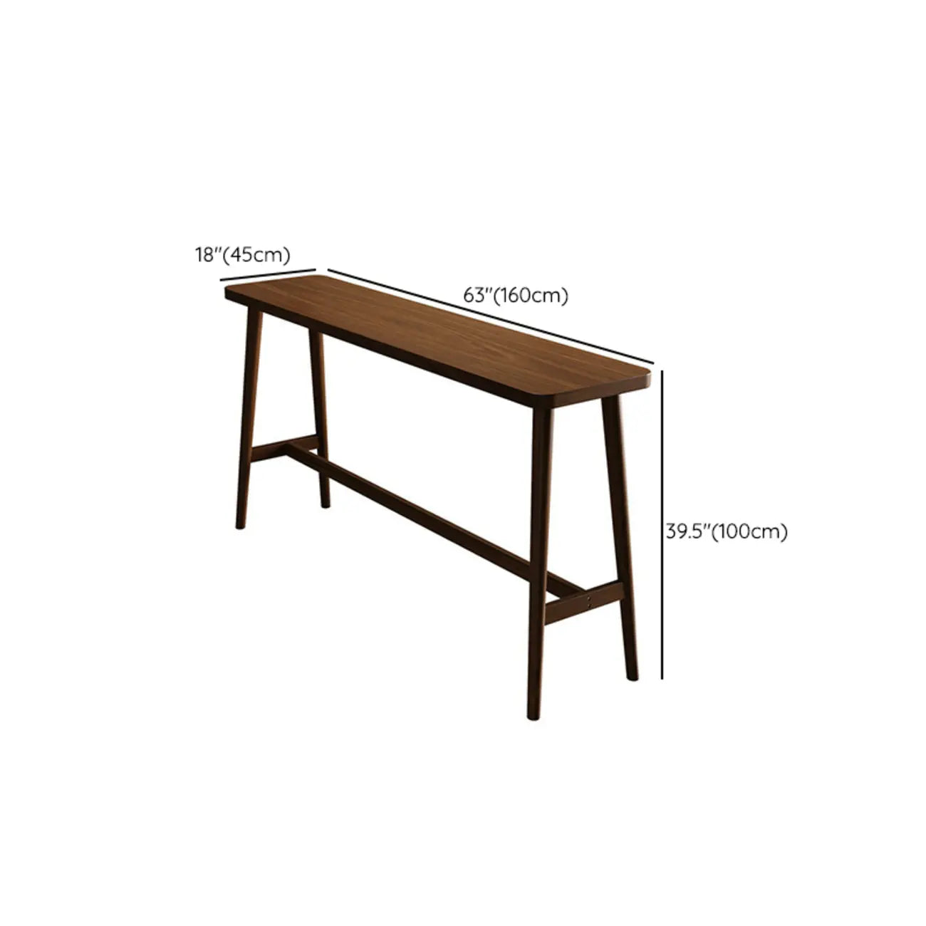 Nordic Wooden Norraw Bar Table with Footrest for Living Room