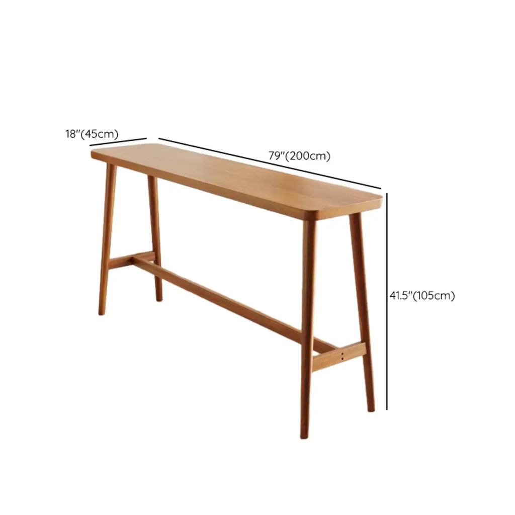 Espresso Wooden Rectangular Bar Table with Footrest for 2 People