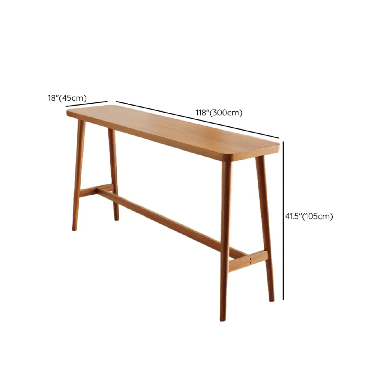 Espresso Wooden Rectangular Bar Table with Footrest for 2 People