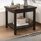 Minimalist Black Wood End Table with Storage for Living Room