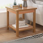 Minimalist Black Wood End Table with Storage for Living Room