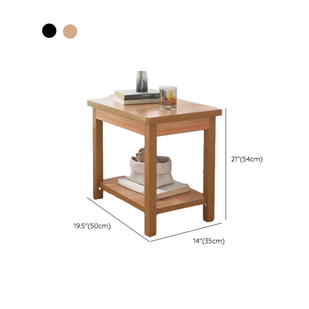 Minimalist Black Wood End Table with Storage for Living Room