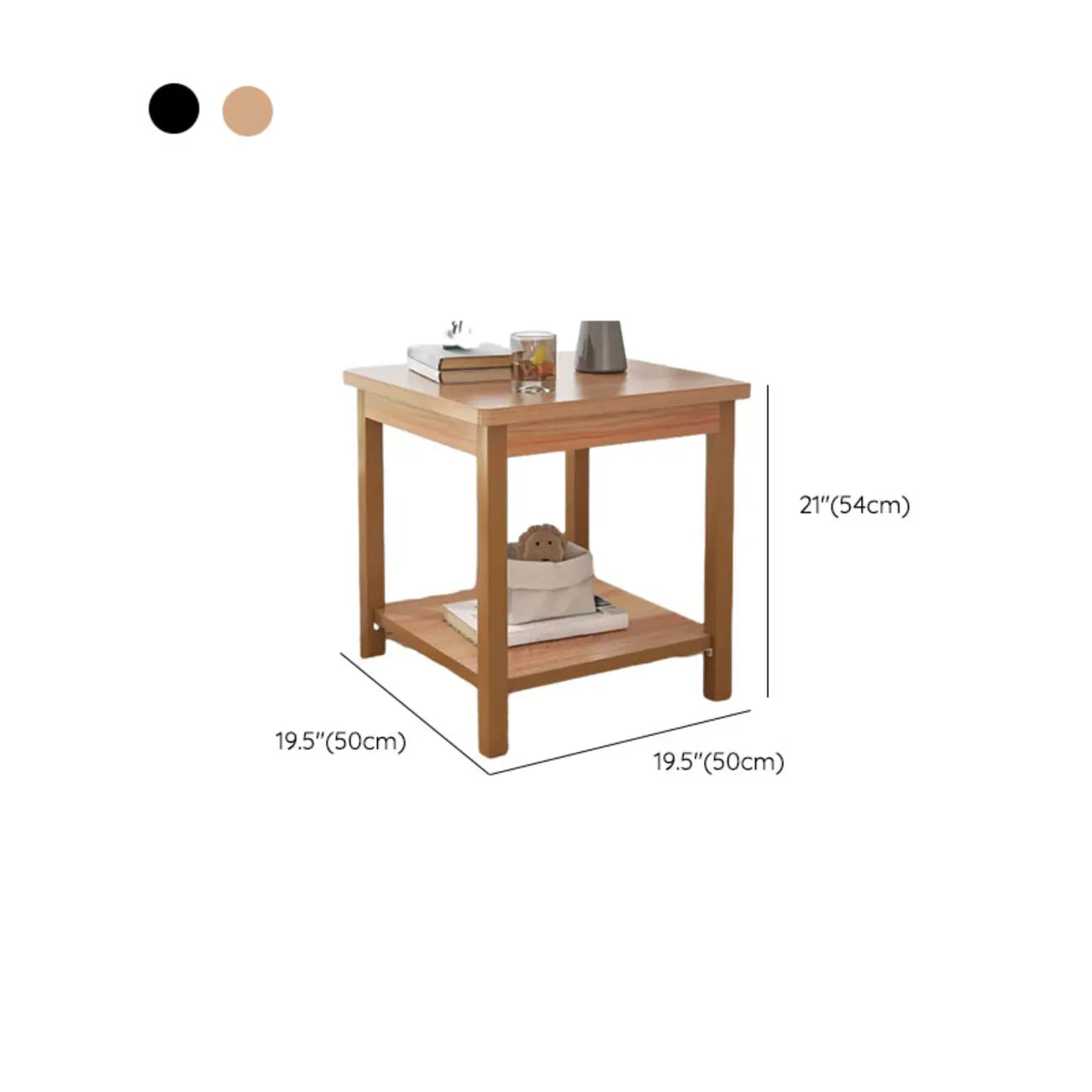Minimalist Black Wood End Table with Storage for Living Room