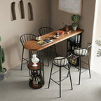 Wooden Narrow Bar Table with Double Storage Shelves