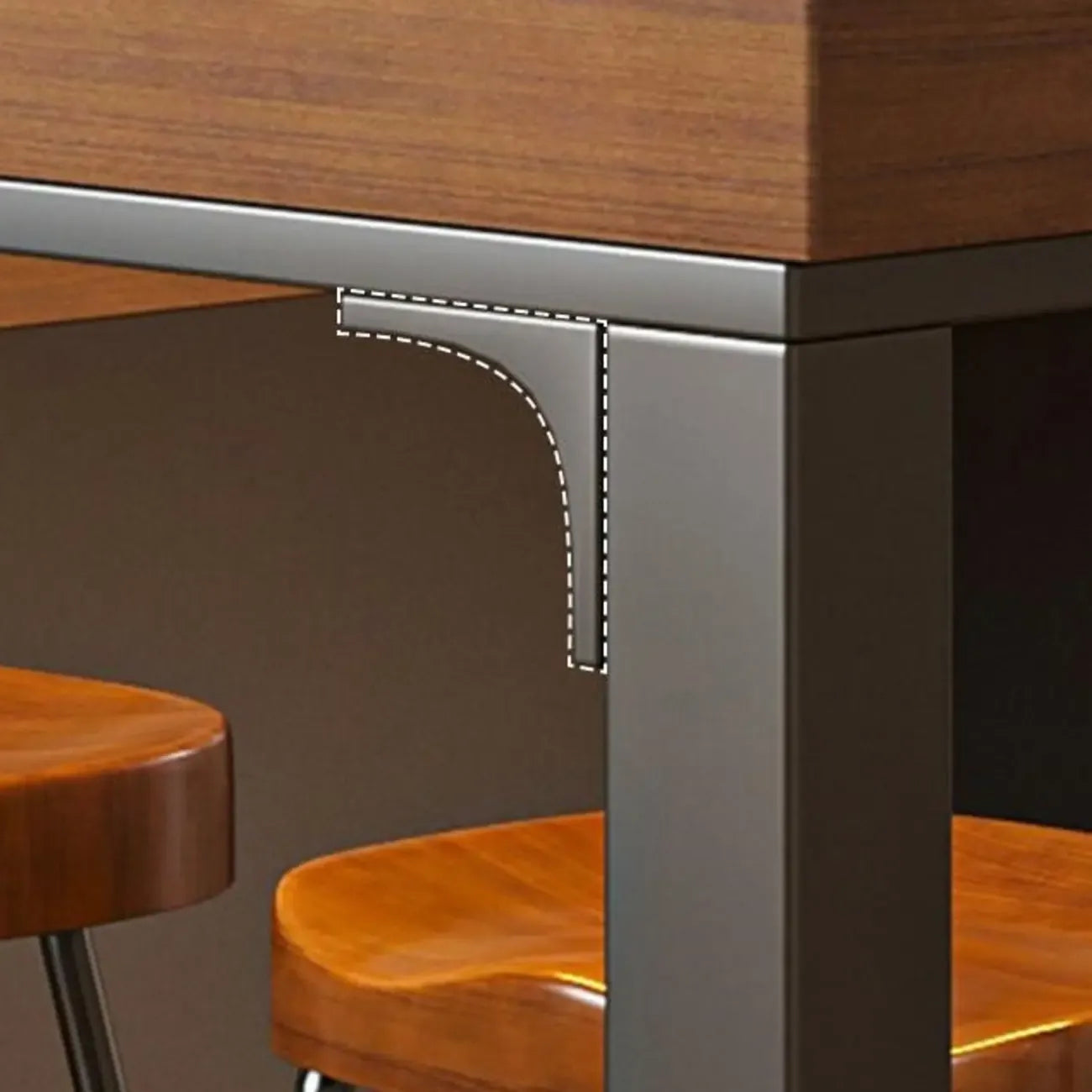 Contemporary Wooden Long Bar Table with Metal Footrest for 8 People