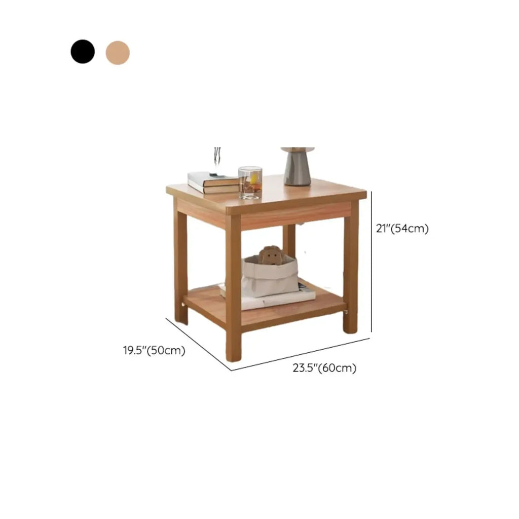 Minimalist Black Wood End Table with Storage for Living Room