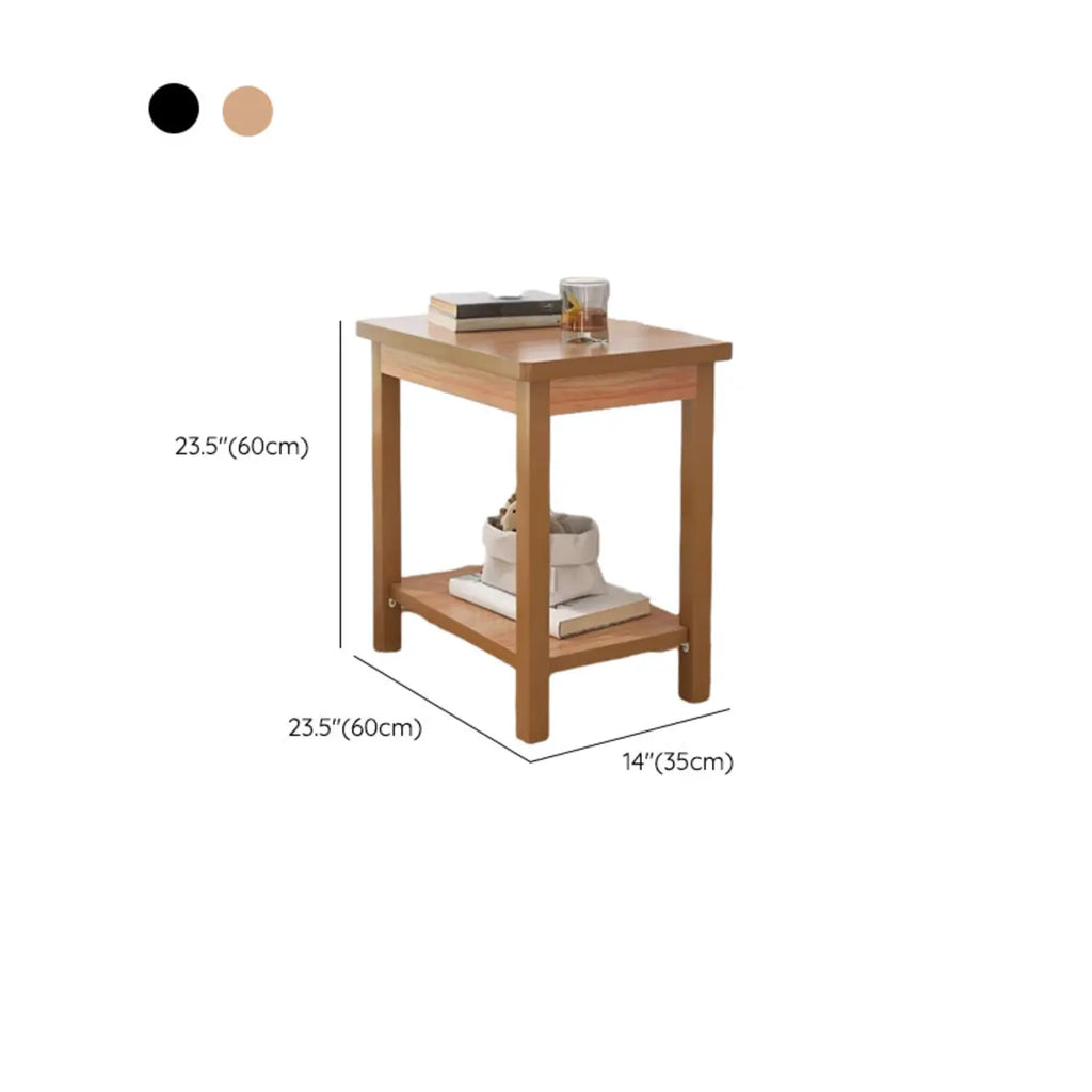 Minimalist Black Wood End Table with Storage for Living Room