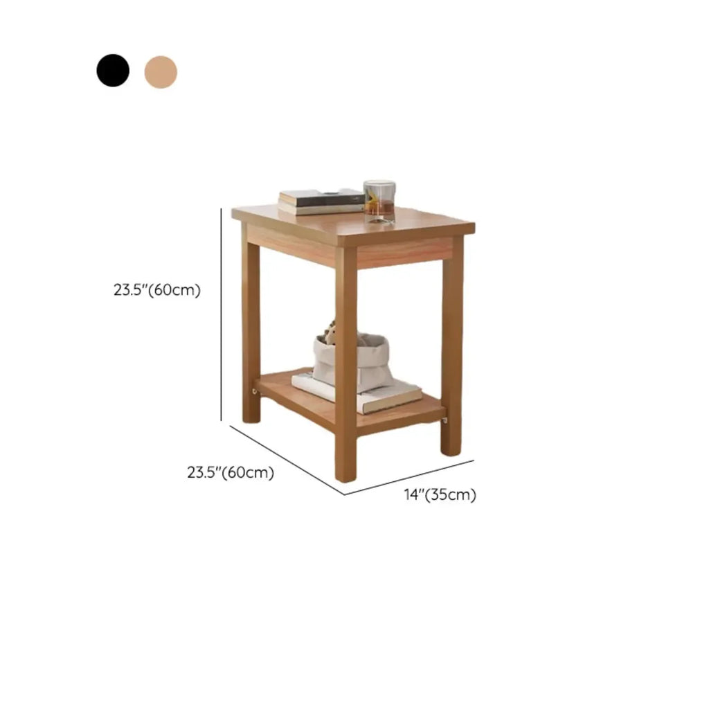 Minimalist Black Wood End Table with Storage for Living Room