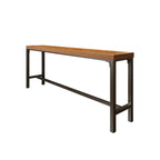 Contemporary Wooden Long Bar Table with Metal Footrest for 8 People