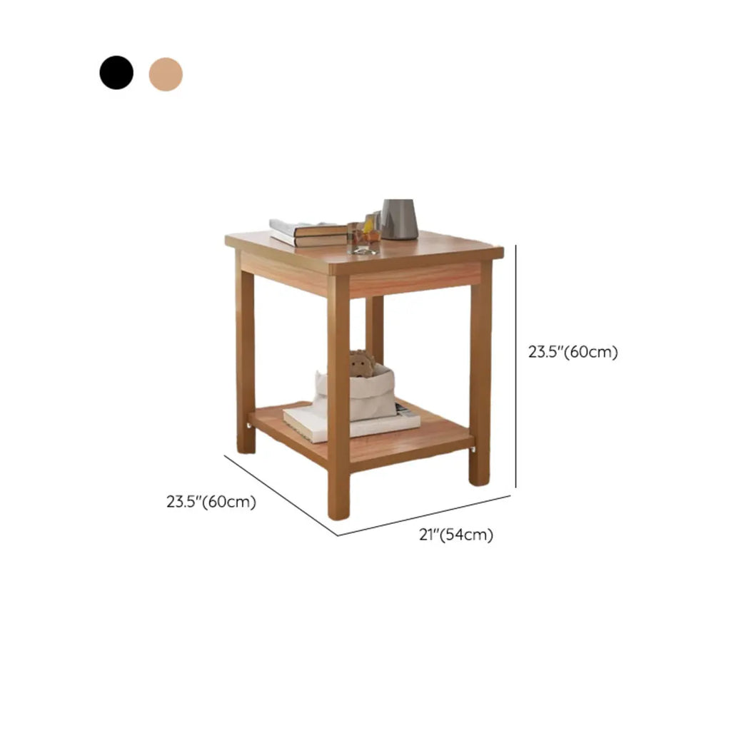 Minimalist Black Wood End Table with Storage for Living Room
