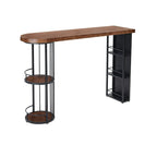Wooden Narrow Bar Table with Double Storage Shelves