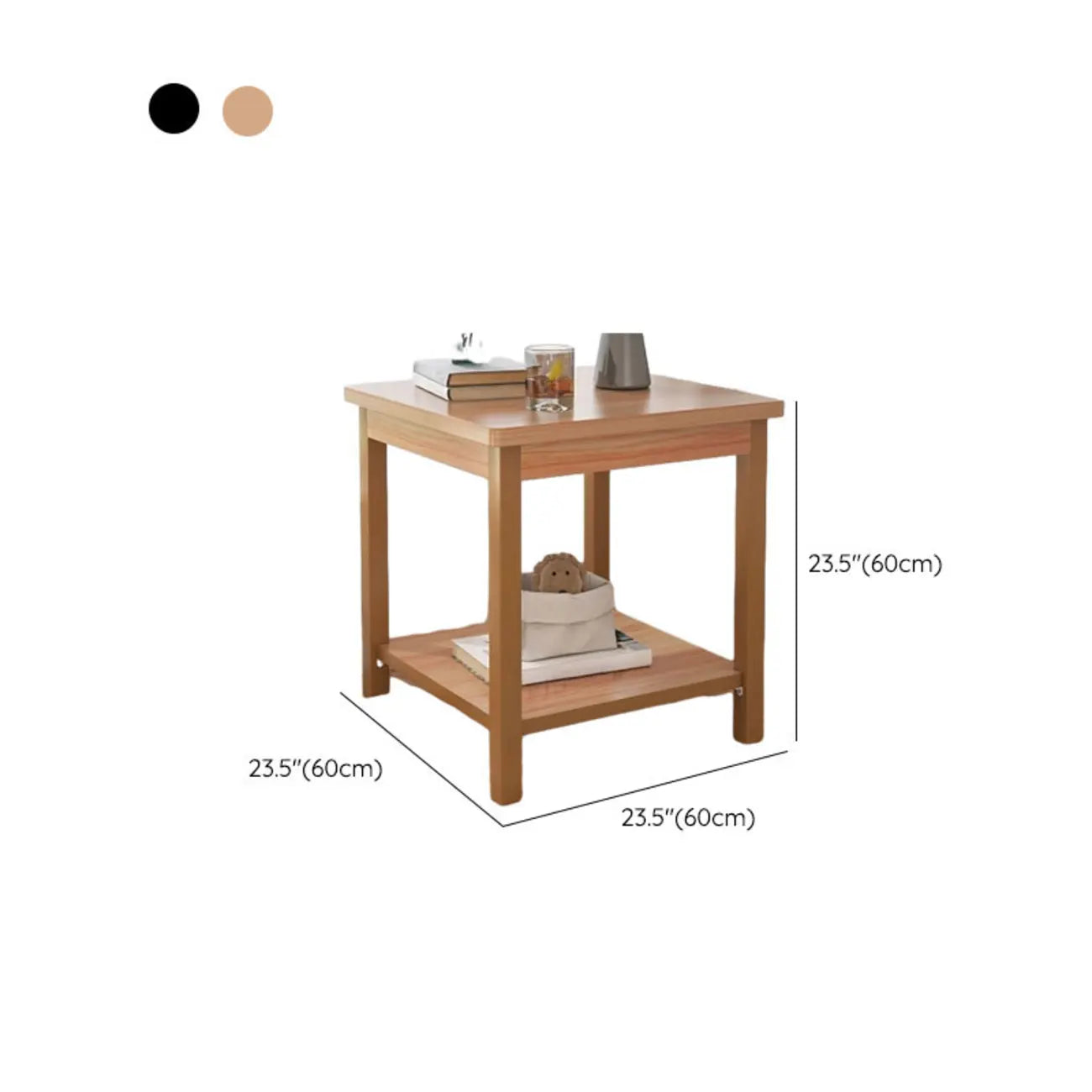 Minimalist Black Wood End Table with Storage for Living Room