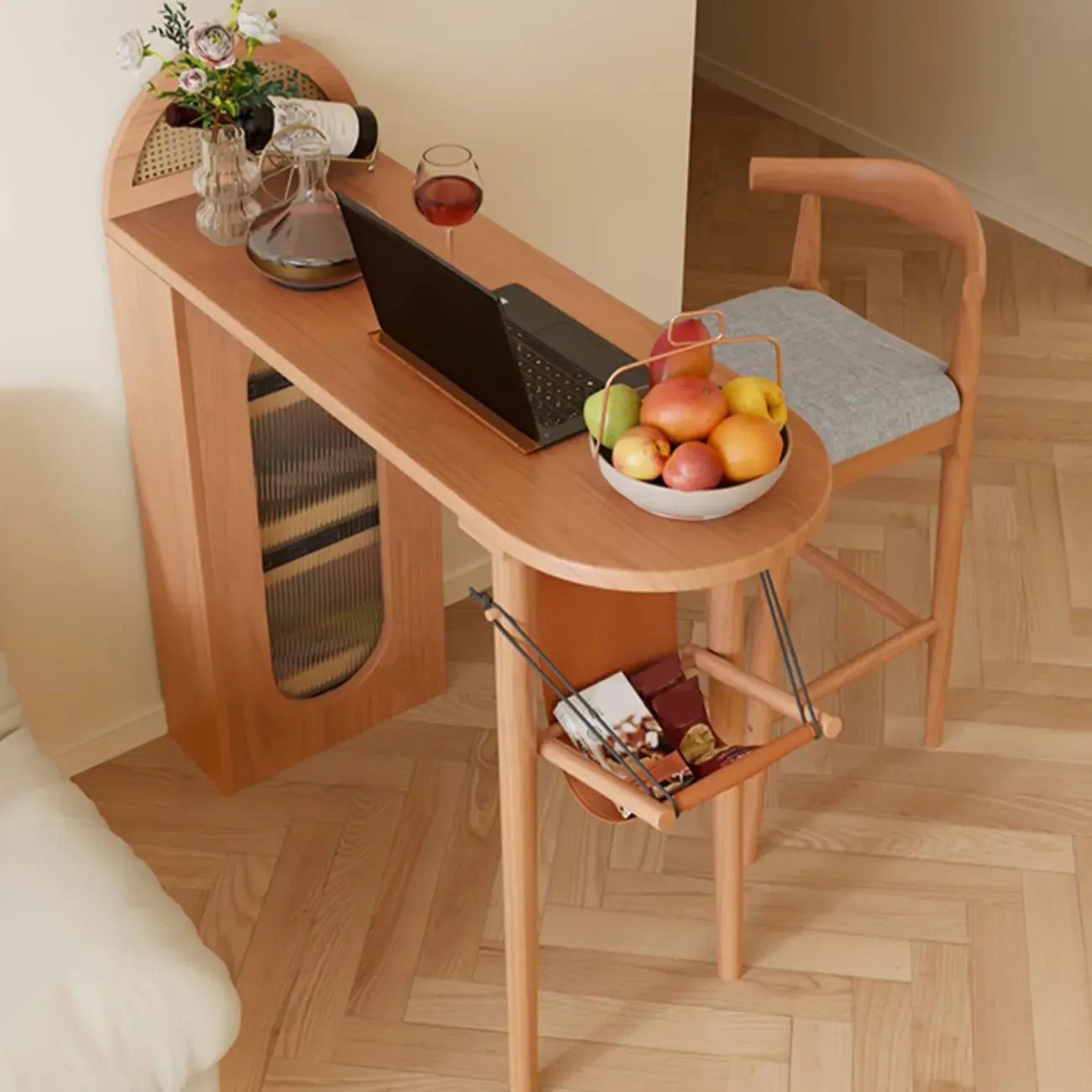 Modern 48-Inch Wooden Bar Table with Drawer Storage