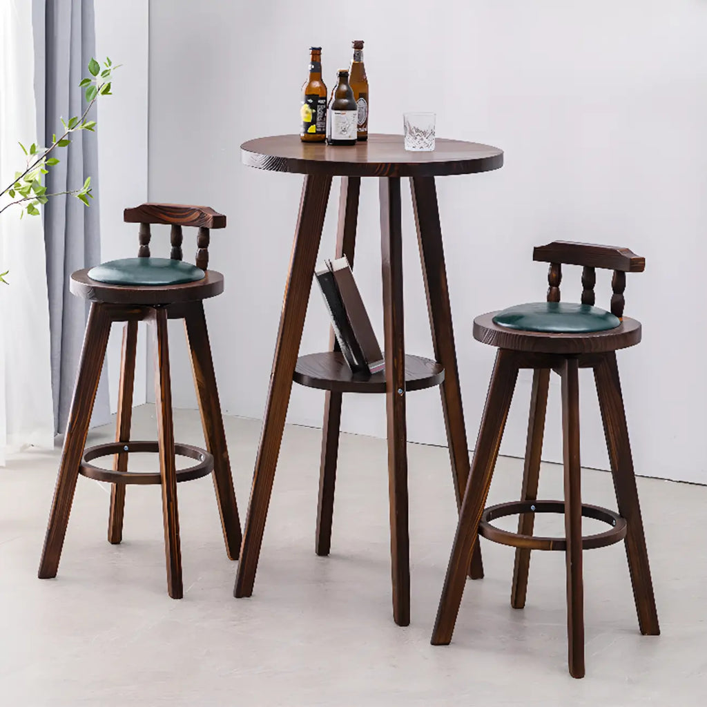 Modern Brown Round Wooden Espresso Bar Table for Dining