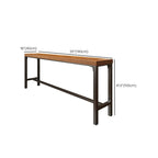 Contemporary Wooden Long Bar Table with Metal Footrest for 8 People