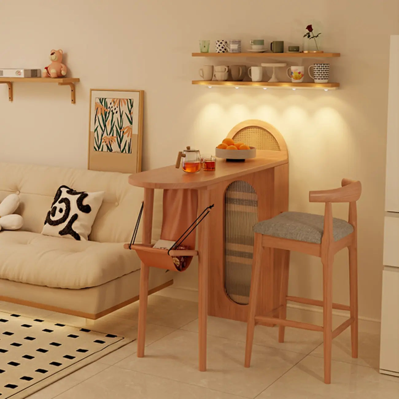 Modern 48-Inch Wooden Bar Table with Drawer Storage