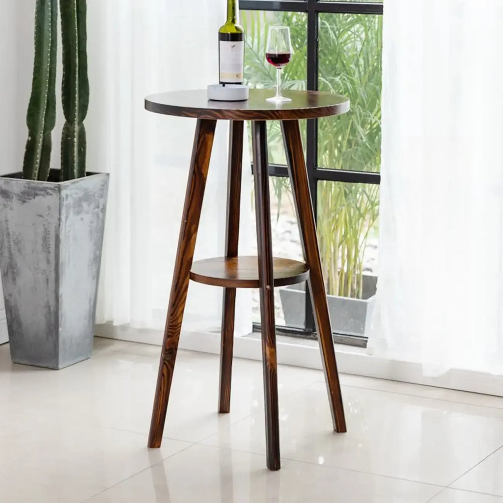 Modern Brown Round Wooden Espresso Bar Table for Dining