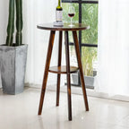 Modern Brown Round Wooden Espresso Bar Table for Dining