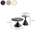 Modern Minimalist  Round Coffee Table Set with Wooden Top