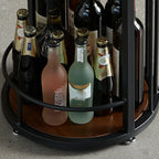 Wooden Narrow Bar Table with Double Storage Shelves