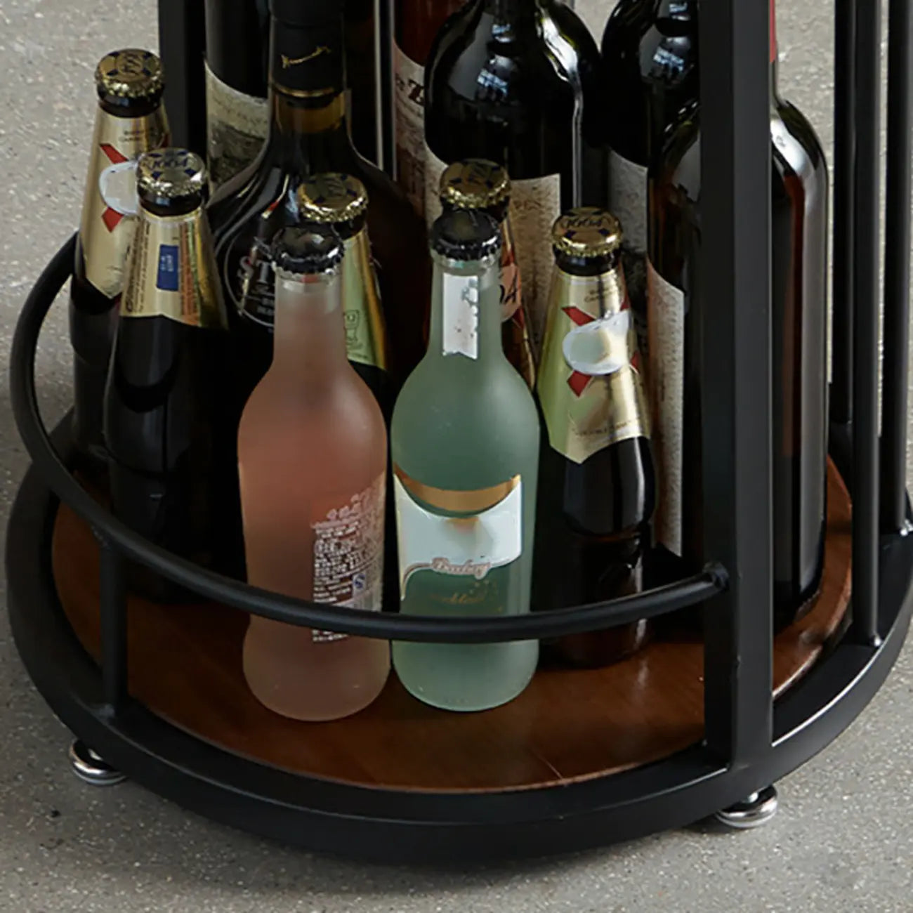 Wooden Narrow Bar Table with Double Storage Shelves
