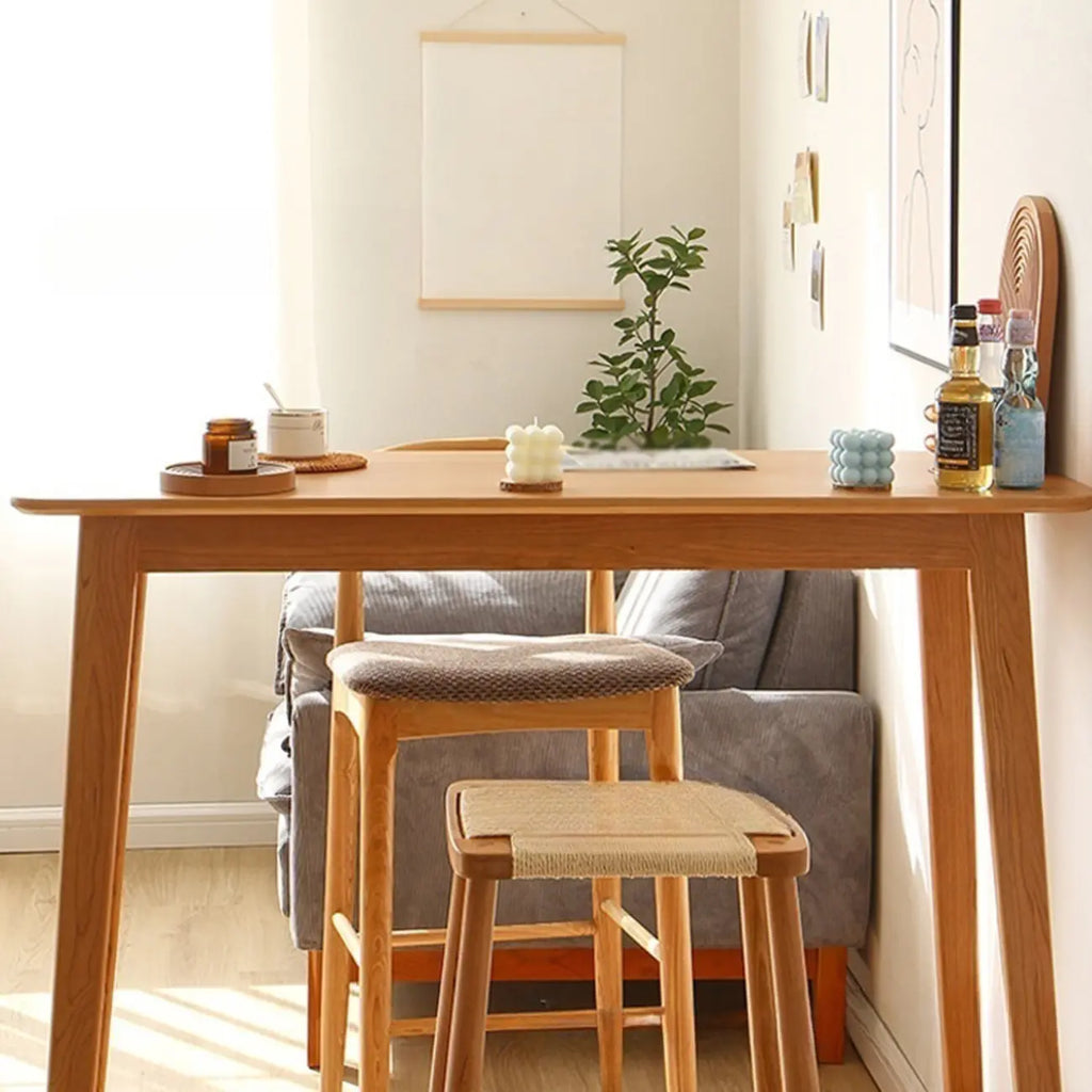 Rustic Soild Wood Dining Bar Table with Trestle Legs for Modern Home