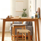 Rustic Soild Wood Dining Bar Table with Trestle Legs for Modern Home