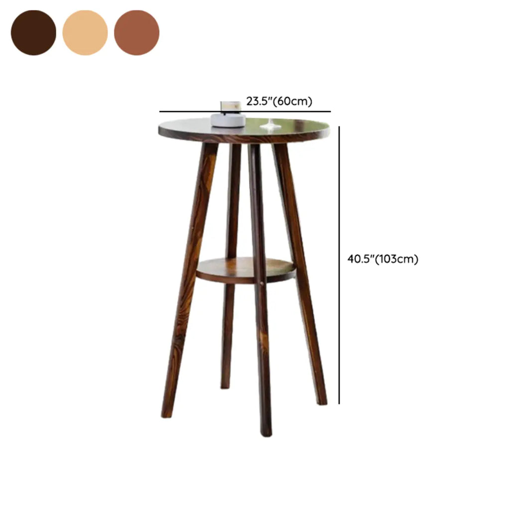 Modern Brown Round Wooden Espresso Bar Table for Dining