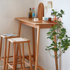 Rustic Soild Wood Dining Bar Table with Trestle Legs for Modern Home