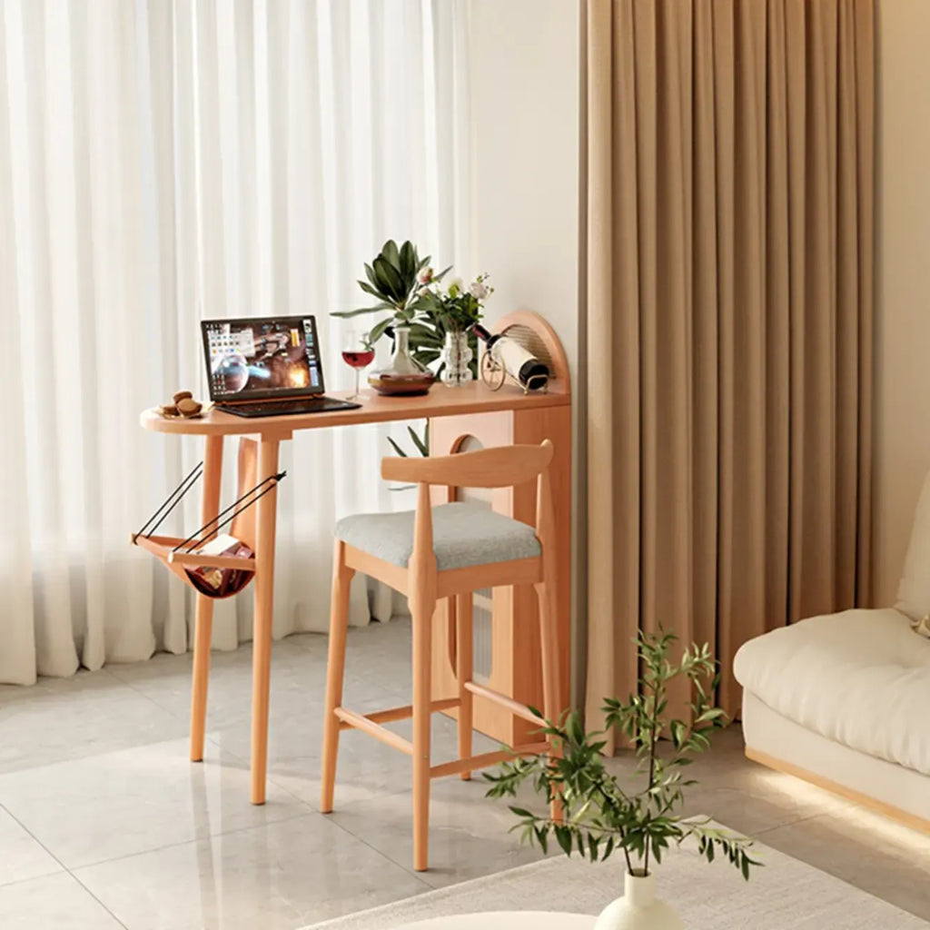 Modern 48-Inch Wooden Bar Table with Drawer Storage