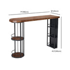 Wooden Narrow Bar Table with Double Storage Shelves