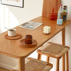 Rustic Soild Wood Dining Bar Table with Trestle Legs for Modern Home