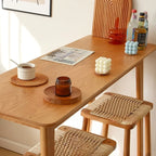 Rustic Soild Wood Dining Bar Table with Trestle Legs for Modern Home