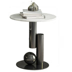Modern Light Luxury White Oval Coffee Table with Metal Base