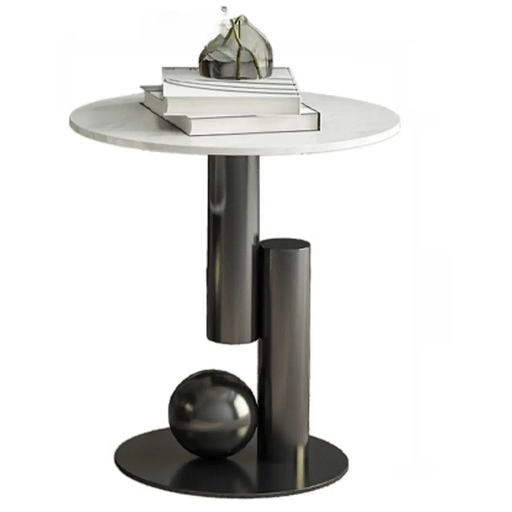 Modern Light Luxury White Oval Coffee Table with Metal Base