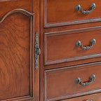 Brown Wood Countertop Dining Hutch Cabinet with Glass Doors