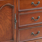 Brown Wood Countertop Dining Hutch Cabinet with Glass Doors