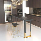 Luxury Black Metal Height Bar Table with Golden Legs for 8 People
